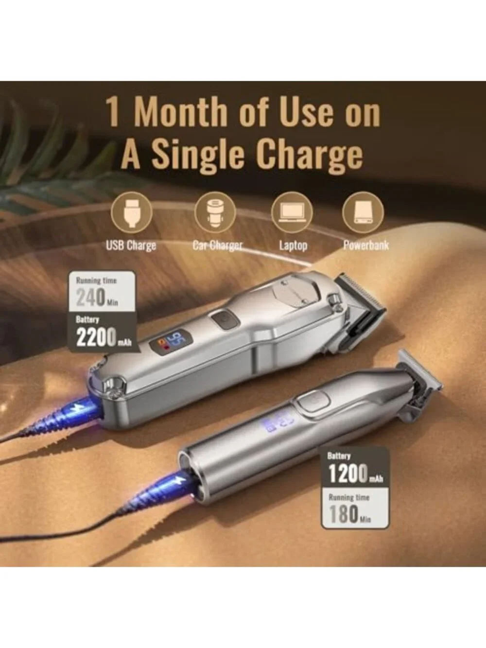 Cordless Hair Clippers & Trimmers Set for Men, Professional Barber Grooming Kit